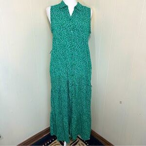 CROFT & BARROW Green Floral Lightweight Button Down Closure Maxi Dress Size XS.